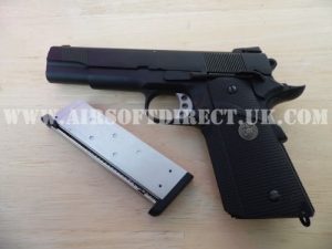 WE 1911 M.E.U. BLACK GAS BLOW BACK PISTOL-0