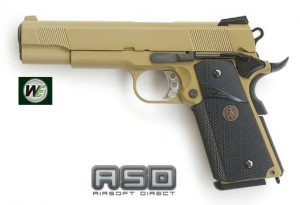 WE 1911 M.E.U. TAN GAS BLOW BACK PISTOL-0