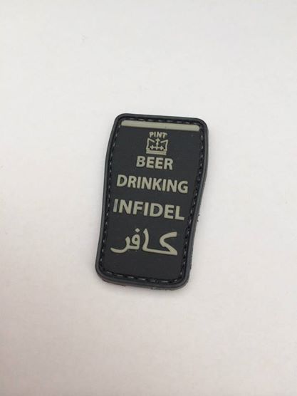 BEER DRINKING INFIDEL *SQUIGGLE* [BLACK] PATCH-0