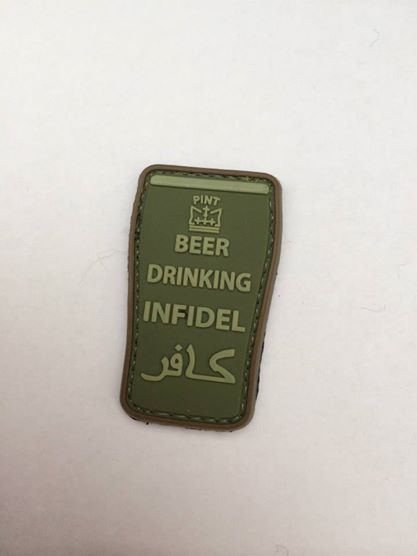 BEER DRINKING INFIDEL *SQUIGGLE* [GREEN] PATCH-0