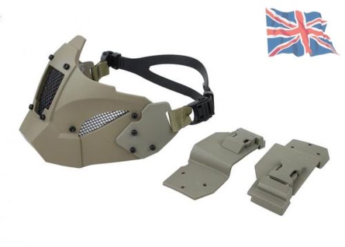 TMC JAY FAST MASK Mesh Nylon Airsoft Half Face Protection - Khaki-0