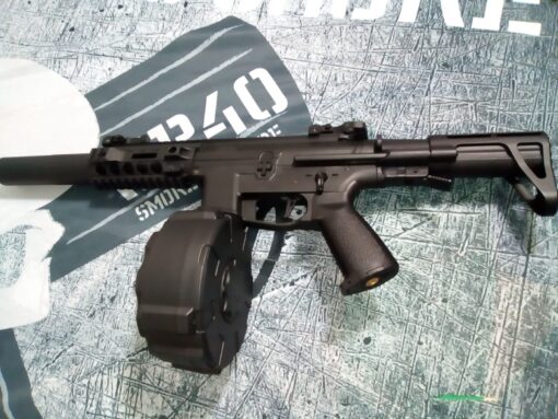 Classic Army PX9 X9 AEG SMG With Drum Magazine and Silencer