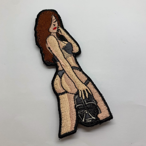 Sexy Girl Holding Darth Vader's Mask Patch