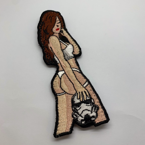 Sexy Girl Holding Stormtrooper Mask Patch