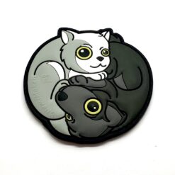 Black Cat and Grey Dog Yin Yang PVC Patch