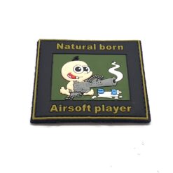 Natural Born Airsoft Player 3D PVC Patch Funny Airsoft Paintball