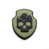 Skull in Shield Green Morale Tactical PVC Patch Funny Airsoft Paintball