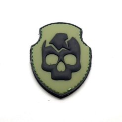 Skull in Shield Green Morale Tactical PVC Patch Funny Airsoft Paintball