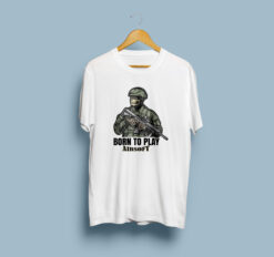 Born To Play Airsoft White T-Shirt