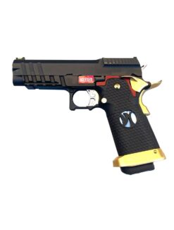 Armorer Works Custom Hi-Capa GBBP with RMR Plate (Full Black Slide - Black Frame - Gold Barrel - AW-HX2601)