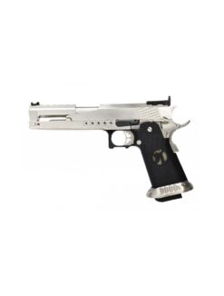Armorer Works Custom 'Race Guns' Hi-Capa GBBP (Dragon Silver Slide - Black Grips - AW-HX2201)