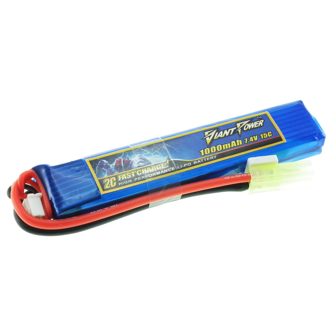 7.4V 1000mAh 15C/30C LiPO Airsoft Battery (101mm long) Giant Power DEANS CONNECTION