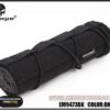 Emerson Gear 18cm Airsoft Suppressor Cover – left-side full view, black Cordura nylon