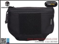 Emerson Gear Plate Carrier Front Drop Pouch – left-side full view, black nylon with YKK zipper