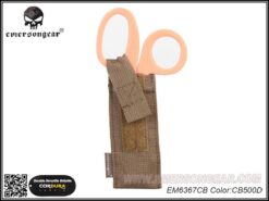 Emerson Gear Tactical Scissors Pouch – left-side full view, Coyote finish, MOLLE attachment