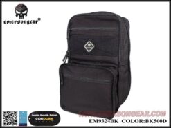 Emerson Gear D3 Purpose Bag Black – left-side full view with MOLLE webbing and shoulder straps visible