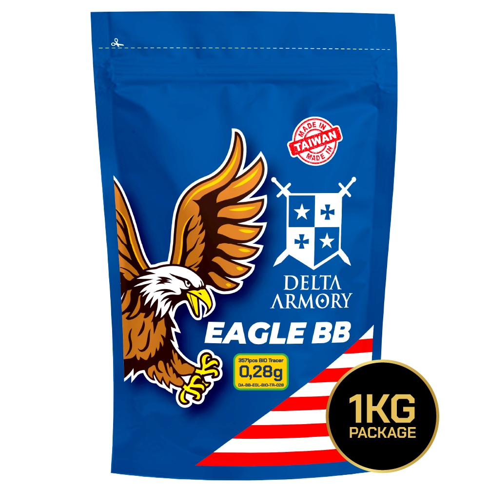 Delta Armory 0.28g Tracer BIO EAGLE BBs – 1kg Green airsoft