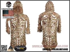 Emerson Gear Light-Weight Assault Ghillie Multicam – left-side full view with elasticated hood and removable back panel