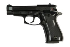 WE M84 Mini M92 Cheetah GBB pistol – left-side full view, black metal frame and slide