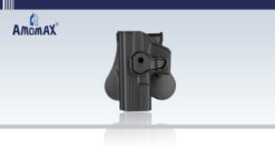Ammomax left-handed Glock holster paddle mount – left-side full view black