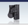 Ammomax Glock 19/23/32 holster – left-side full view, black paddle attachment