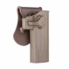 Ammomax STI Hi-Capa 2011 holster – left-side full view, paddle mount, FDE