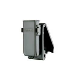 Amomax Universal Single Magazine Pouch OD Green – left-side full view with adjustment points visible