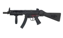 Jing Gong MP5 RIS AEG rifle – left-side full view with 20mm rail system and fixed stock