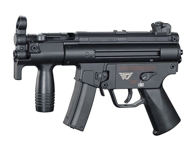 Jing Gong MP5K AEG submachine gun – left-side full view, black polymer and alloy construction
