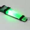 FMA Velcro V Light helmet light – left-side full view, black housing with green LED
