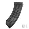 PTS US PALM AK30 Airsoft Magazine – left-side full view showing aggressive grip ridges and waffle-pattern construction