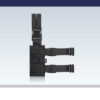 Ammomax Fabric Drop Leg Plate – black, left-side full view showing vertical belt strap and dual horizontal leg straps