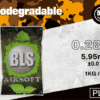 BLS 0.28g biodegradable precision BBs – 1KG white pack front and side view
