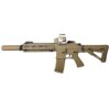 E&C 416D 9 inch AEG rifle Dark Earth – left-side full view with suppressor and red dot sight