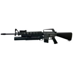 E&C M16A1 M203 grenadier launcher AEG rifle – left-side full view with flip-up sights