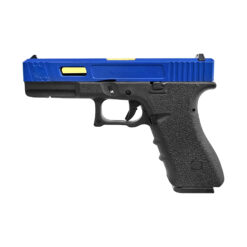 E&C EC17 SAI GBB pistol – left-side full view, two-tone blue finish with metal slide