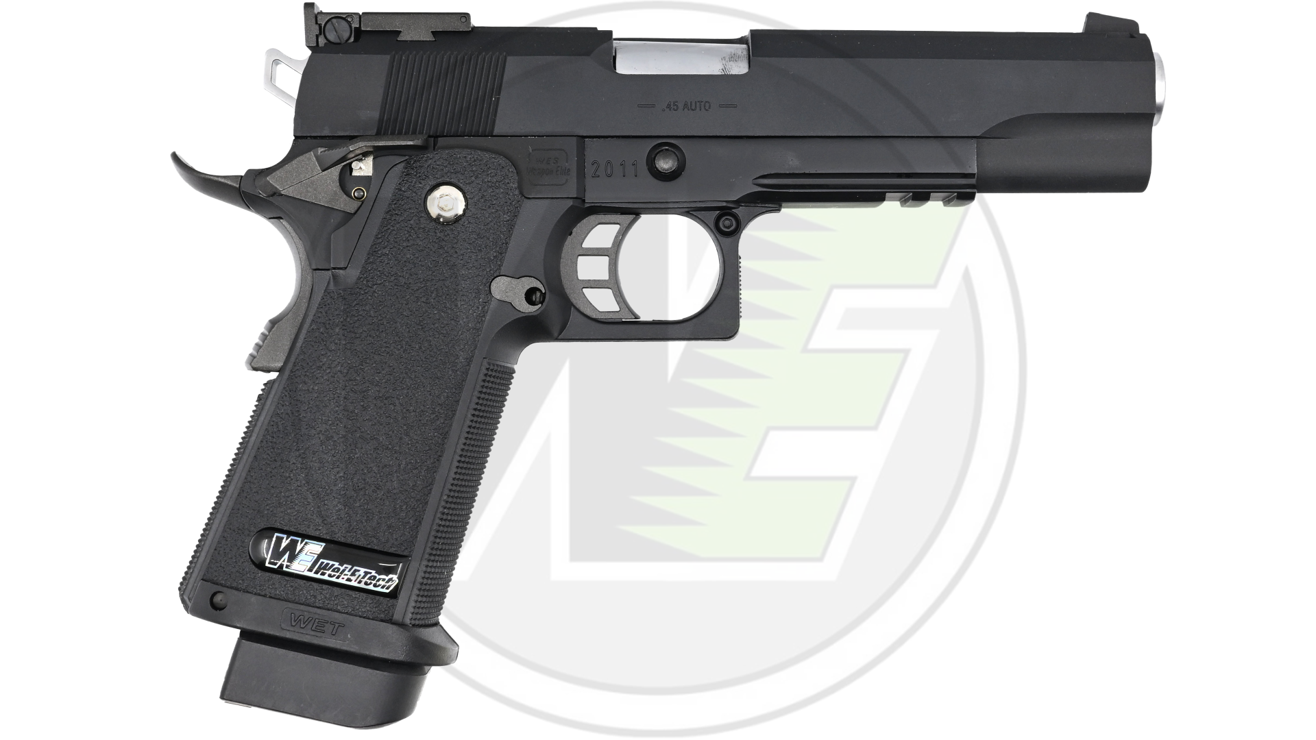 WE Hi-Capa 5.1 R GBB pistol – left-side full view, alloy slide and barrel with 20mm Picatinny rail