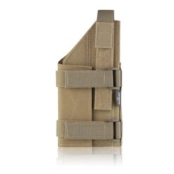 Ammomax Universal Fabric Holster FDE – left-side full view with MOLLE webbing and thumb-break snap