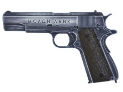 Armorer Works Custom "Molon Labe" 1911 Gas Blowback Pistol (Full Metal -Brown Grips - AW-NE2002)