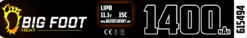 Big Foot Heat 11.1v 1400mAh 15c Lipo Battery (15x18x171mm - Stick - Mini T)