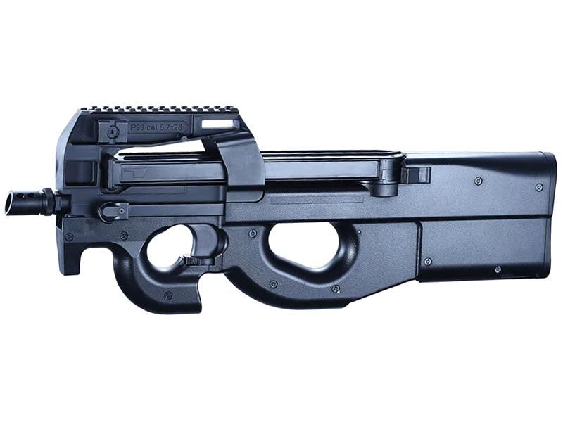 Jing Gong JG P90 AEG submachine gun – left-side full view, black alloy and polymer construction