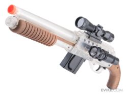 Mossberg M590 Spring Shotgun with Mock Scope, Flash Light, 2 Mags. and 500 BB's (Short - Clear - Cybergun - RT270755)