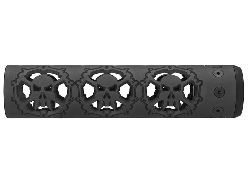 Unique Unique ARs CNC Machined Skulls Handguard for AR15 Pattern Rifles (Black - 9" - With Airsoft Barrel Nut) airsoft