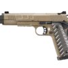 KJWorks M45 Compensator Co2 blowback pistol – left-side full view, tan finish