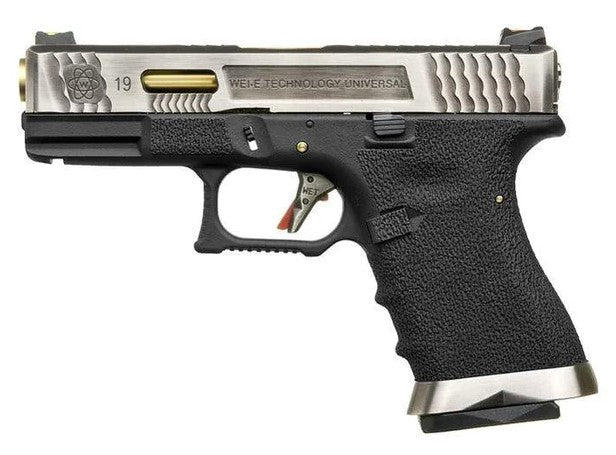 WE WE 19 Series Force Series Custom GBBP (Black - Silver Slide - Gold Barrel) airsoft