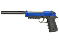 LS M9 Gas Blowback Pistol with Rail and Silencer LS M9 Gas Blowback Pistol with Rail and Silencer (Blue - GGB-9606T) airsoft