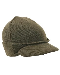 Peaked Beanie (WWII Style)   Olive Green 1