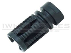 Battleaxe M4 QB flash hider – left-side full view on M4 AEG