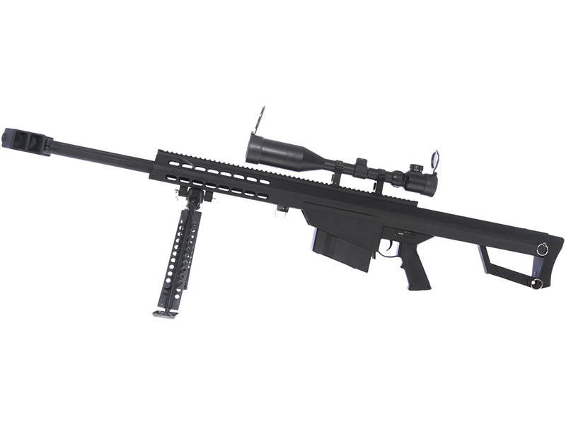 Barrett M82A1 Electric Barrett M82A1 Electric AEG Sniper Rifle Compact with Scope and Bipod (Snow Wolf - Black - SW-02CQB-A-BK) airsoft
