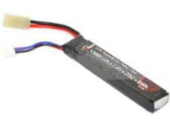 7.4V 7.4V 1300mAh 25C+ Continuous Discharge Lipo (101mm long) (Mini-Tamiya) Battery airsoft
